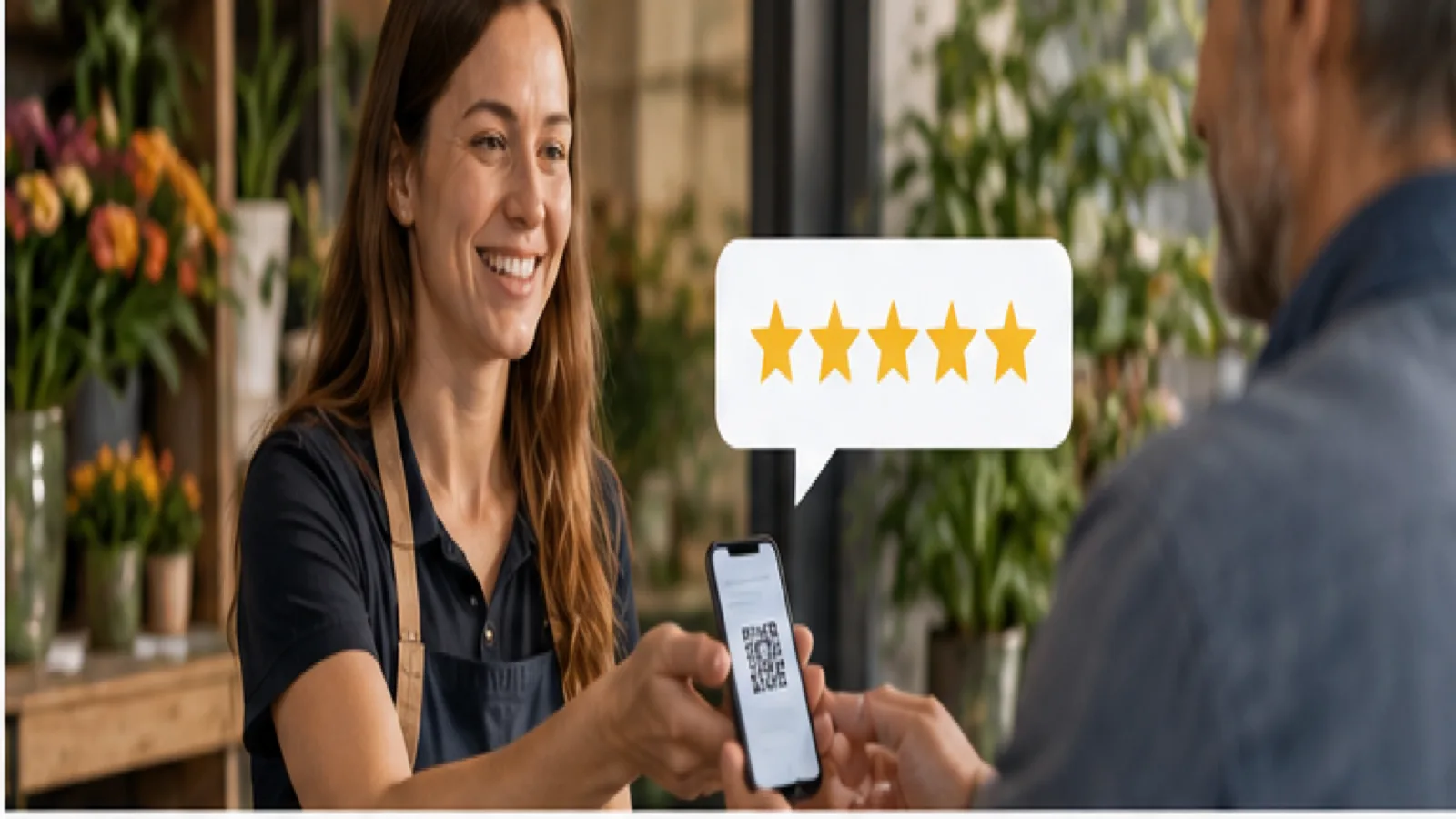 Smartphone met positieve Google-reviews voor een lokaal bedrijf